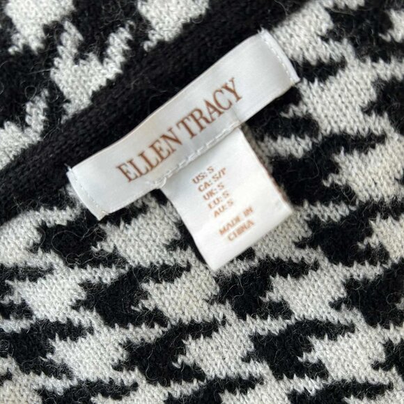 Ellen Tracy Black & White Houndstooth Foldover Collar Swing Knit Jacket – US S - Picture 10 of 10